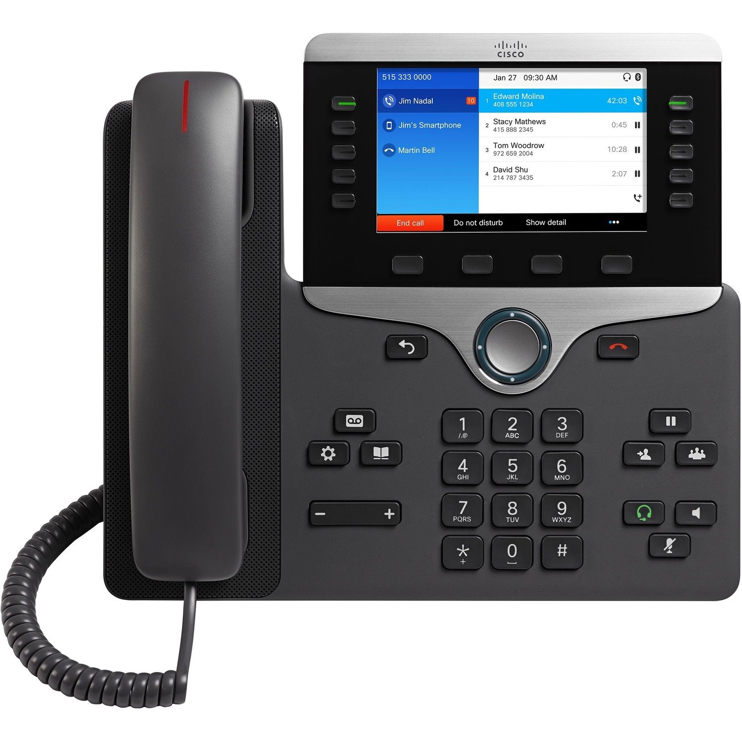 Cisco 8851 IP Phone - Corded/Cordless - Corded - Bluetooth - Desktop, Wall Mountable - Charcoal