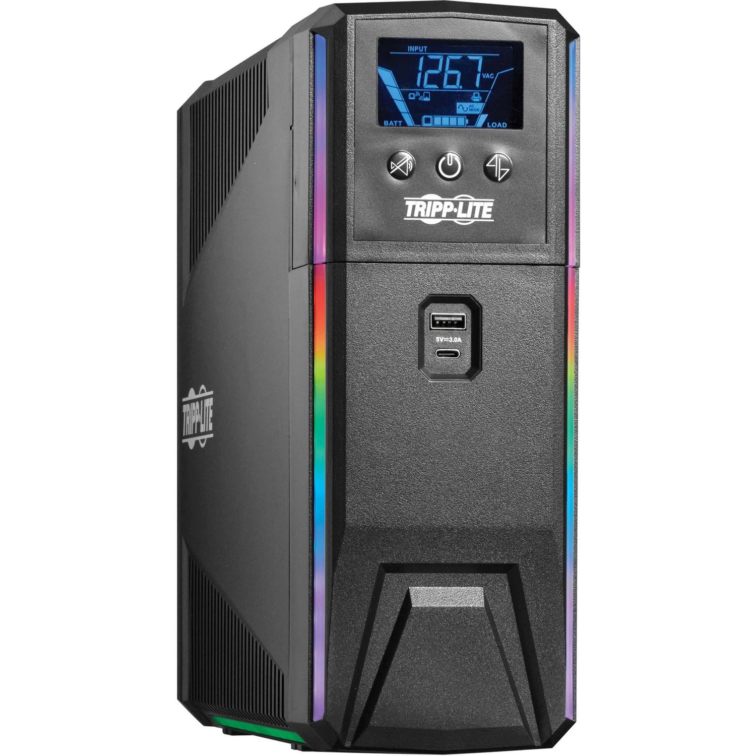 Tripp Lite by Eaton 600VA 360W 120V Pure Sine Wave Gaming UPS Battery Backup - LCD, AVR, RGB LEDs, USB Charging, Power Saving