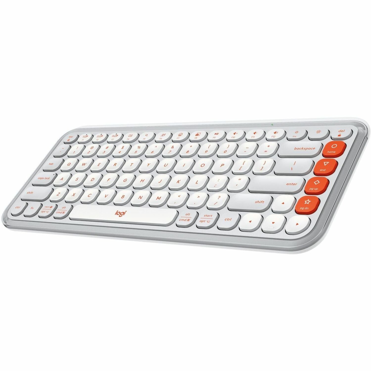 Logitech POP ICON KEYS Wireless Bluetooth Keyboard, Comfortable Typing, Programmable Keys, Easy-Switch Between up to 3 Devices (Off-white & Orange)