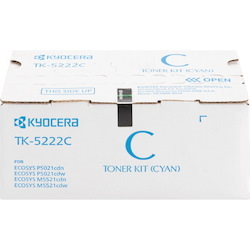 Kyocera TK-5222C Original Standard Yield Laser Toner Cartridge - Cyan - 1 Each