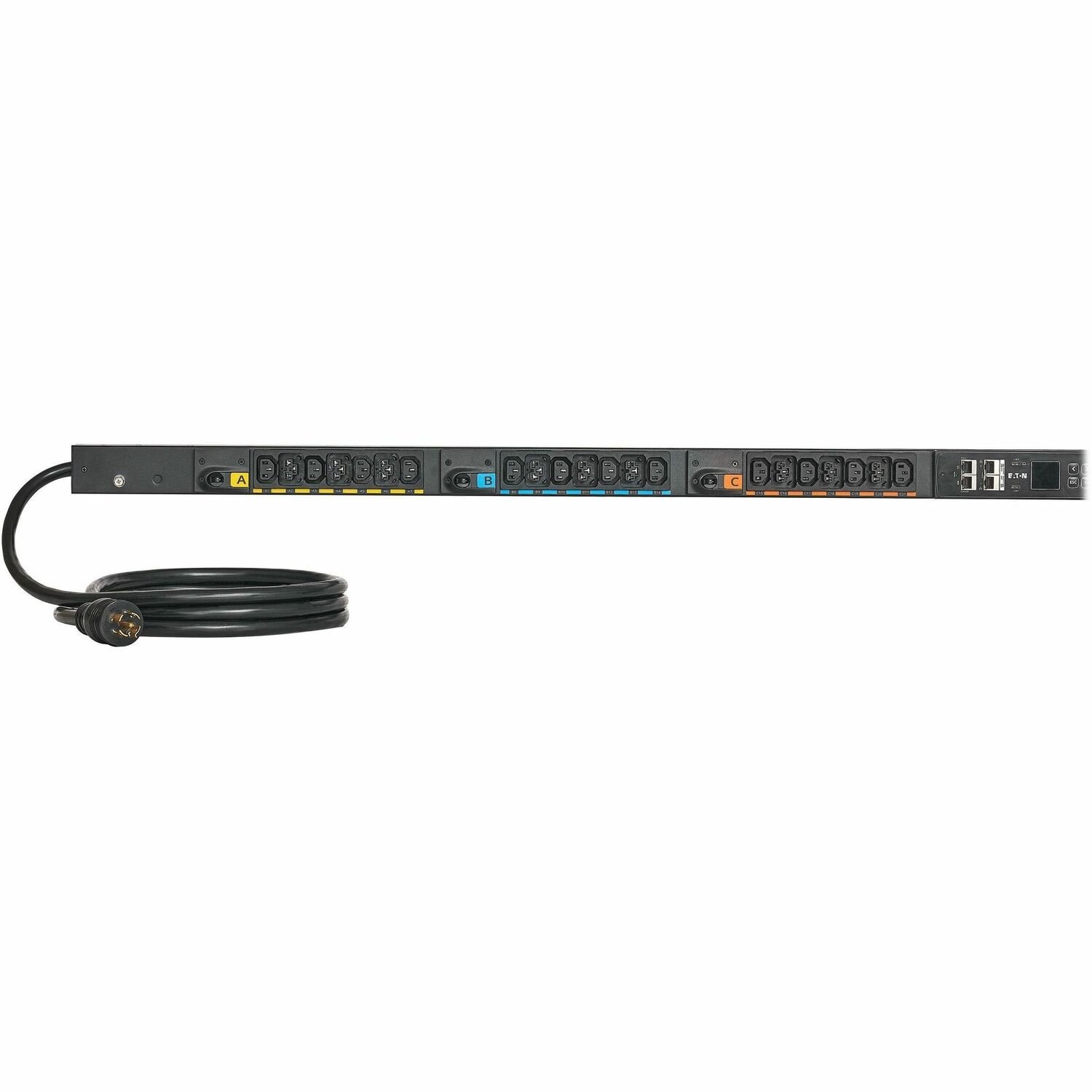 Eaton 3-Phase Metered Input Rack PDU G4, 120/208V, 42 Outlets, 16A, 5.8kW, L21-20 Input, 10 ft. Cord, 0U Vertical