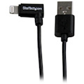 StarTech.com 2m (6ft) Angled Black Apple 8-pin Lightning Connector to USB Cable for iPhone / iPod / iPad