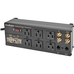 Tripp Lite by Eaton Isobar 6-Outlet Surge Protector, 6 ft. Cord with Right-Angle Plug, 3330 Joules, Diagnostic LEDs, Tel/Coax/Modem, Metal