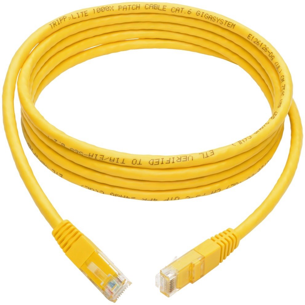 Eaton Tripp Lite Series Cat6 Gigabit Molded (UTP) Ethernet Cable (RJ45 M/M), PoE, Yellow, 7 ft. (2.13 m)
