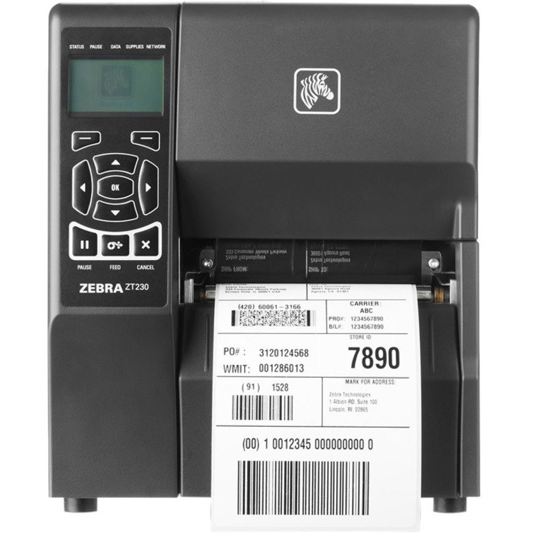 Zebra ZT230 Industrial Direct Thermal/Thermal Transfer Printer - Monochrome - Label Print - USB - Serial