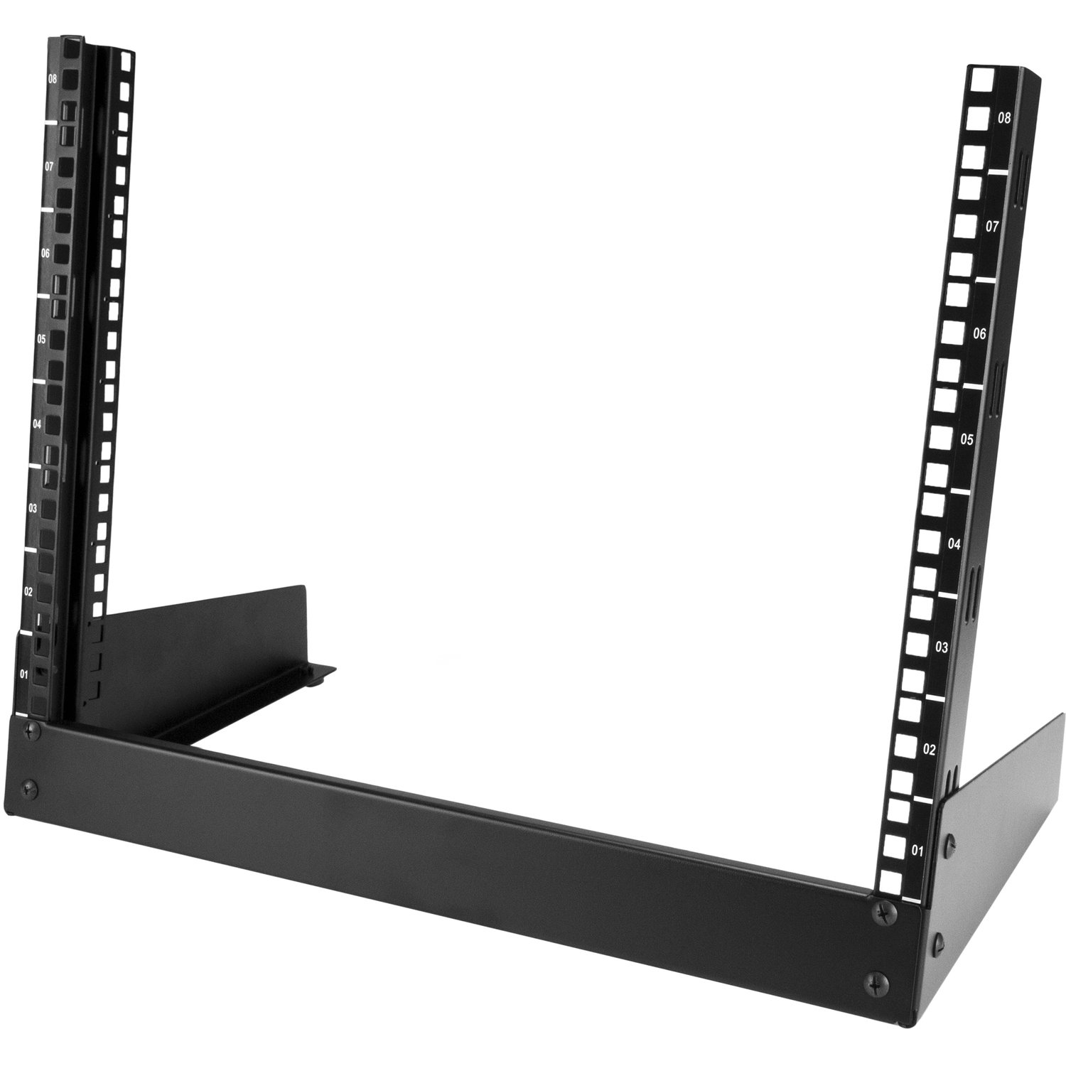 StarTech.com 8U Tabletop Open Frame Rack Frame for A/V Equipment, Server - 2 Post - 482.60 mm Rack Width - Black - TAA Compliant