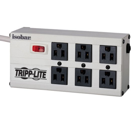 Tripp Lite by Eaton Isobar 6-Outlet Surge Protector, 6 ft. Cord with Right-Angle Plug, 3330 Joules, Diagnostic LEDs, Metal Housing