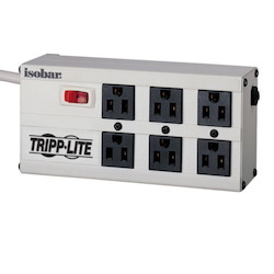 Tripp Lite Isobar 6-Outlet Surge Protector, 6 ft. Cord with Right-Angle Plug, 3300 Joules, Diagnostic LEDs, Metal Housing