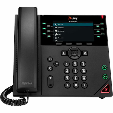 Poly VVX 450 IP Phone - Corded - Corded - 3 Multiple Conferencing - Desktop, Wall Mountable - Black