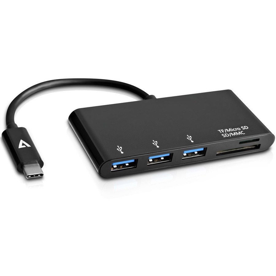 V7 USB-C Male to 5-in-1 Hub Female Black