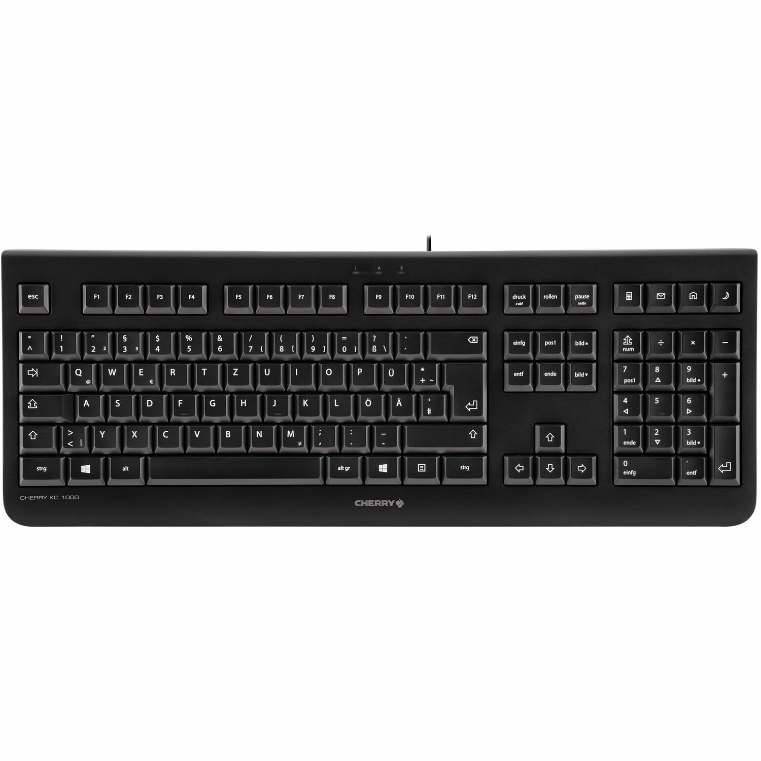 CHERRY KC 1000 Keyboard - Cable Connectivity - USB Interface - French - AZERTY Layout - Black