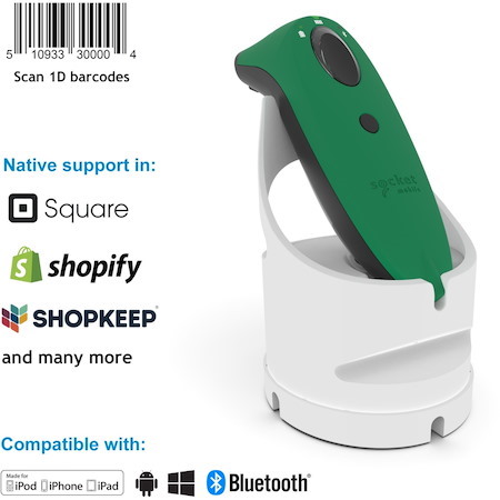 Socket Mobile SocketScan S700 Handheld Barcode Scanner - Wireless Connectivity - Green, White