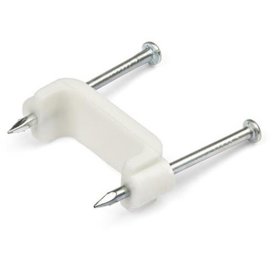 StarTech.com 100 Pack Cable Clips with Nails - Two Steel Nails - Reusable Nail-in Clamps - Cord Mounting Clips/Fasteners/Tacks White - TAA