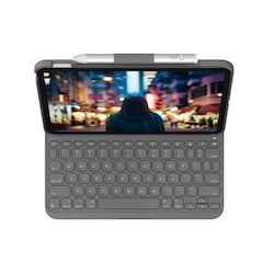 Logitech SLIM FOLIO Keyboard/Cover Case (Folio) for 27.7 cm (10.9") Apple, Logitech iPad (10th Generation) Tablet - Oxford Gray