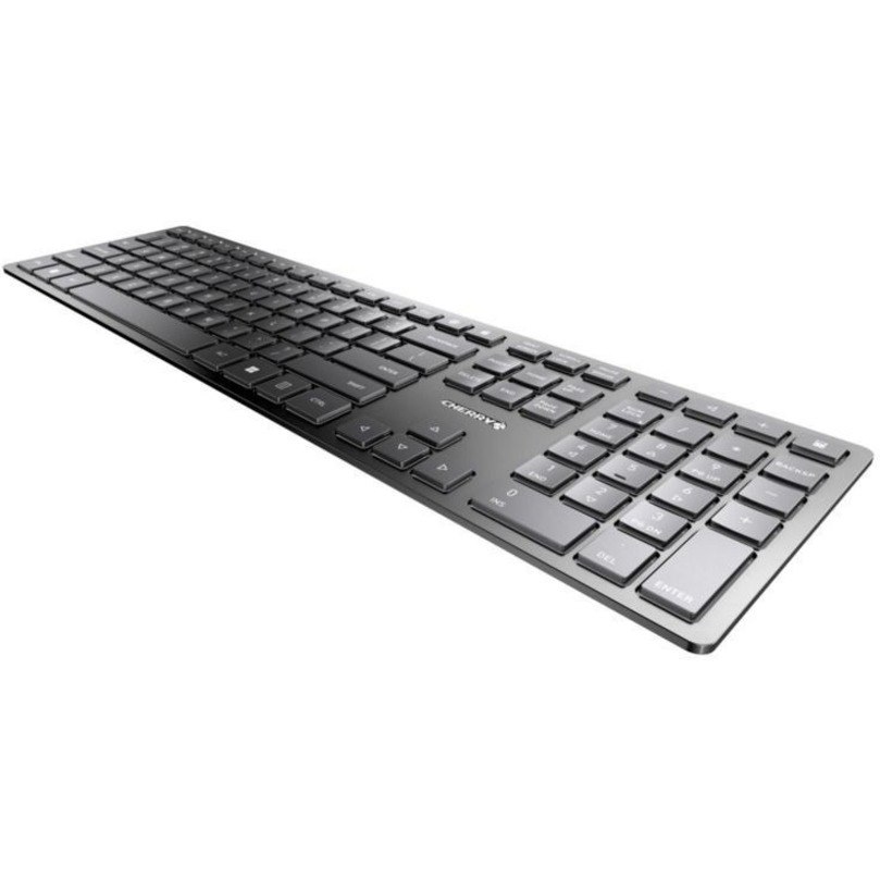 CHERRY KW 9100 SLIM Keyboard - Wireless Connectivity - English (UK) - Black, Silver