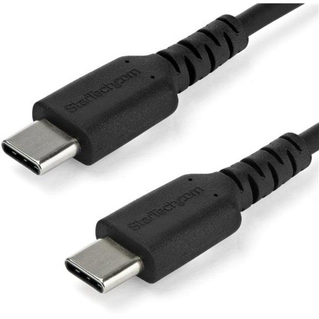 StarTech.com 1m USB C Charging Cable - Durable Fast Charge & Sync USB 2.0 Type C to C Charger Cord - TPE Jacket Aramid Fiber M/M 60W Black