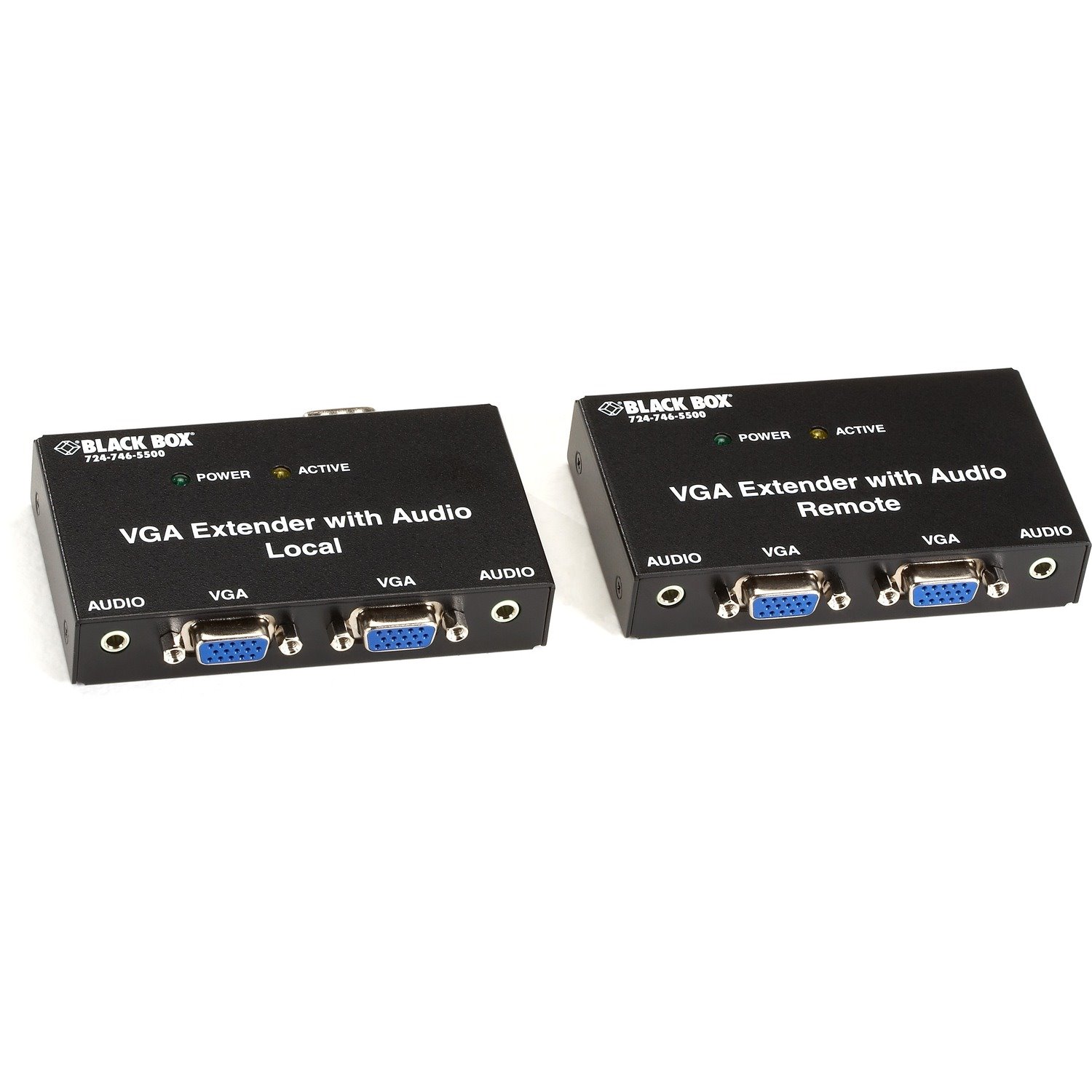 Black Box VGA Extender Kit with Audio, 2-Port Local, 2-Port Remote