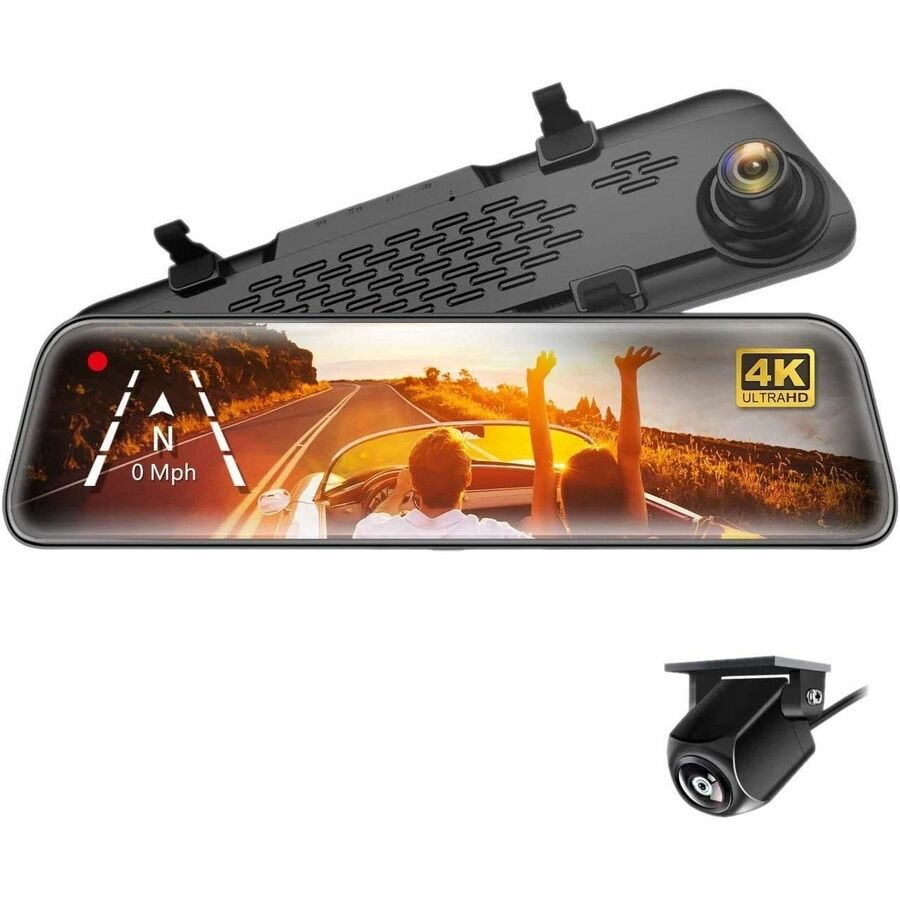 GekoGear Orbit D400 4K Rearview Mirror Dash Cam with 1080P Backup Cam