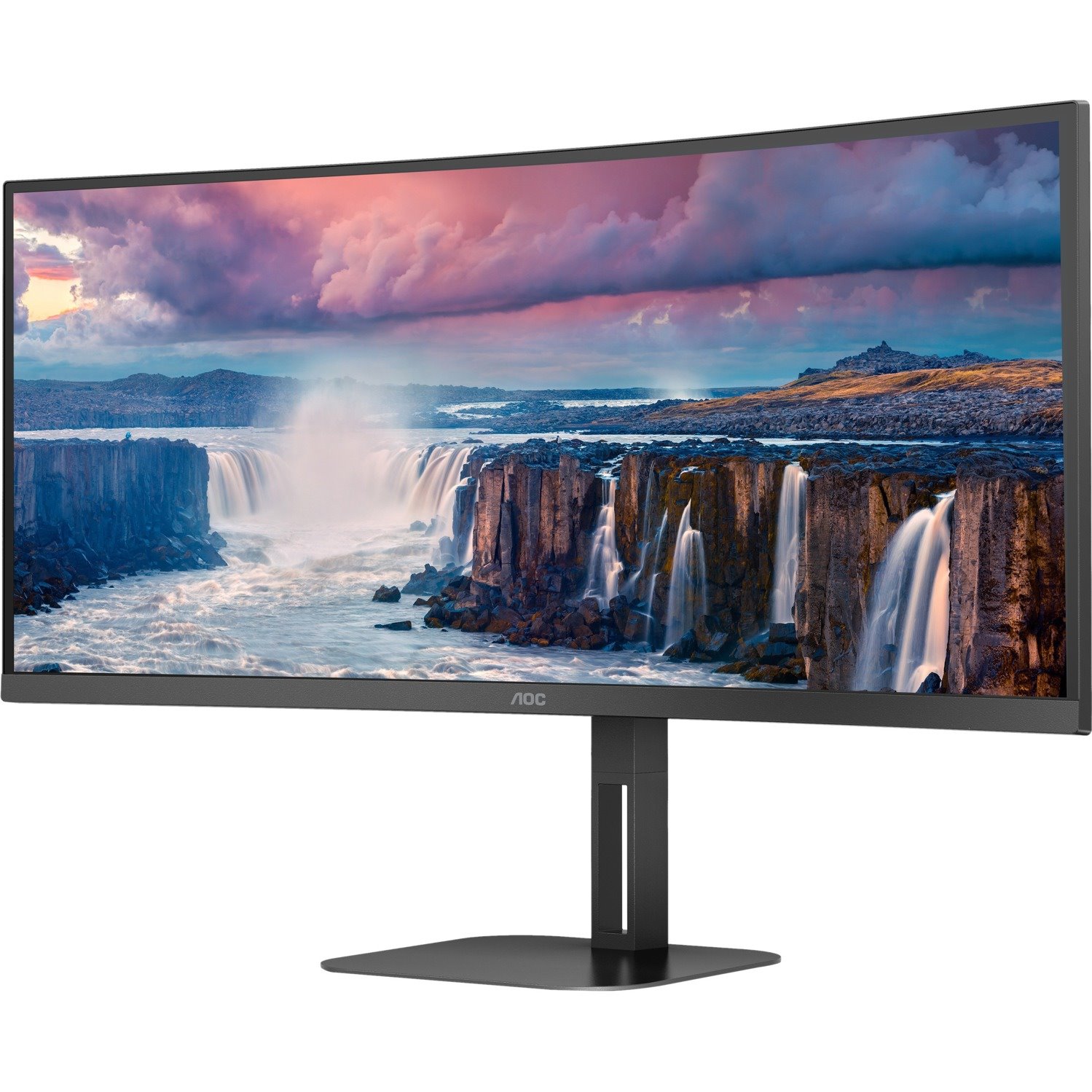 AOC CU34V5C 34" Class UW-QHD Curved Screen LCD Monitor - 21:9 - Matte Black