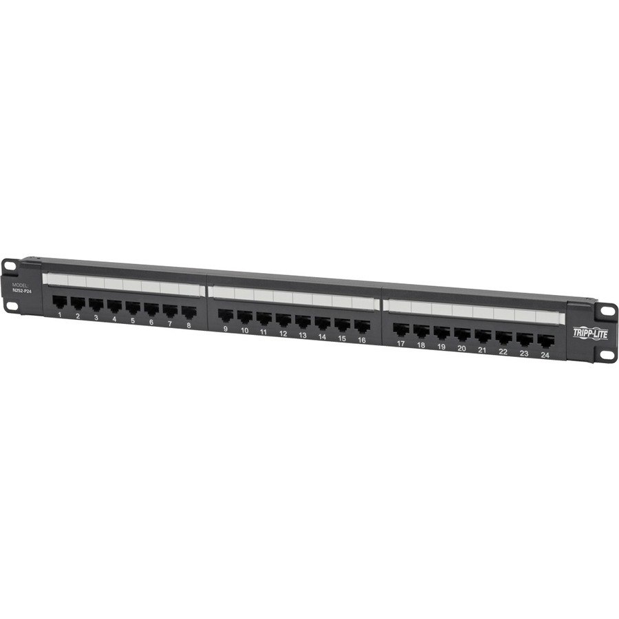 Eaton Tripp Lite Series 24-Port Cat6 Patch Panel - 4PPoE Compliant, 110/Krone, 568A/B, RJ45 Ethernet, 1U Rack-Mount, Black, TAA