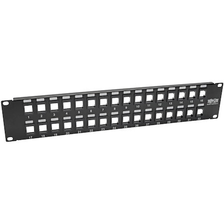 Tripp Lite by Eaton 32-Port 2U Rack-Mount Unshielded Blank Keystone/Multimedia Patch Panel, RJ45 Ethernet, USB, HDMI, Cat5e/6
