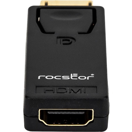 Rocstor Premium DisplayPort to HDMI Video Adapter Converter - M/F - 1 x HDMI Female - 1 x DisplayPort Male - Gold Platted Connectors - Black - ADAPTER CONVERTER Male/Female