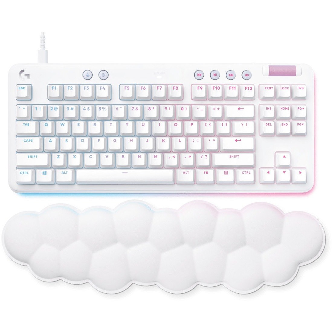 Logitech G Aurora G713 Gaming Keyboard - Cable Connectivity - USB Interface - RGB LED - English (UK) - QWERTY Layout - White