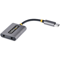 StarTech.com USB-C Headphone Splitter, USB Type C Dual Headset Adapter w/Mic Input, USB C to 3.5mm Audio Adapter/Earphone Dongle/Aux Jack