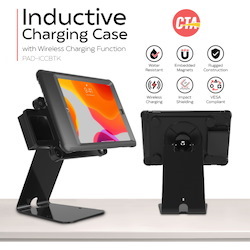CTA Digital Quick Release Secure Table Kiosk with Wireless Inductive Charging Case