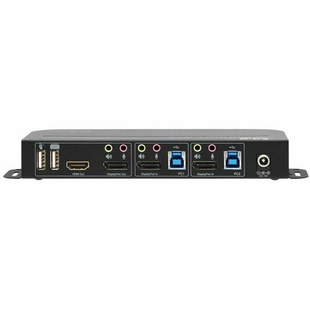 Eaton Tripp Lite Series 2-Port DisplayPort/USB KVM Switch - 4K 60 Hz, HDR, HDCP 2.2, IR, DP 1.4, USB Sharing, USB 3.0 Cables