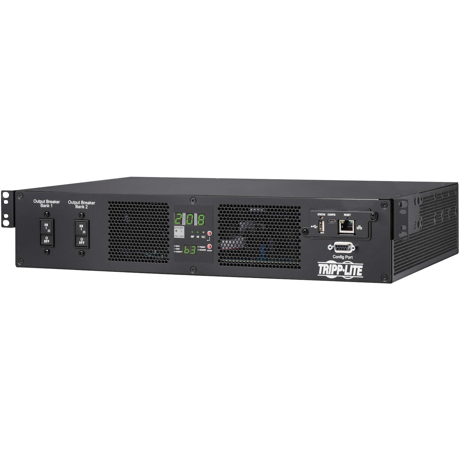 Tripp Lite by Eaton 7.4kW 200-240V Single-Phase ATS/Monitored PDU - 16 C13 & 2 C19 Outlets, Dual IEC 309 32A Blue Inputs, 3 m Cords, 2U, TAA