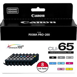 Canon Professional CLI-65 Original Inkjet Ink Cartridge - Black, Cyan, Magenta, Yellow, Photo Cyan, Photo Magenta, Gray, Light Gray - 8 / Pack