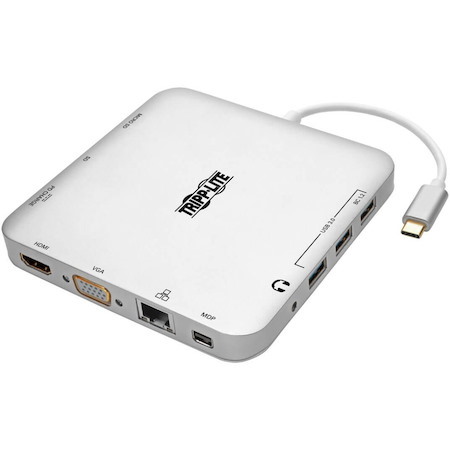 Tripp Lite by Eaton USB-C Dock, Dual Display - 4K HDMI/mDP, VGA, USB 3.x (5Gbps), USB-A/C Hub, GbE, 60W PD Charging