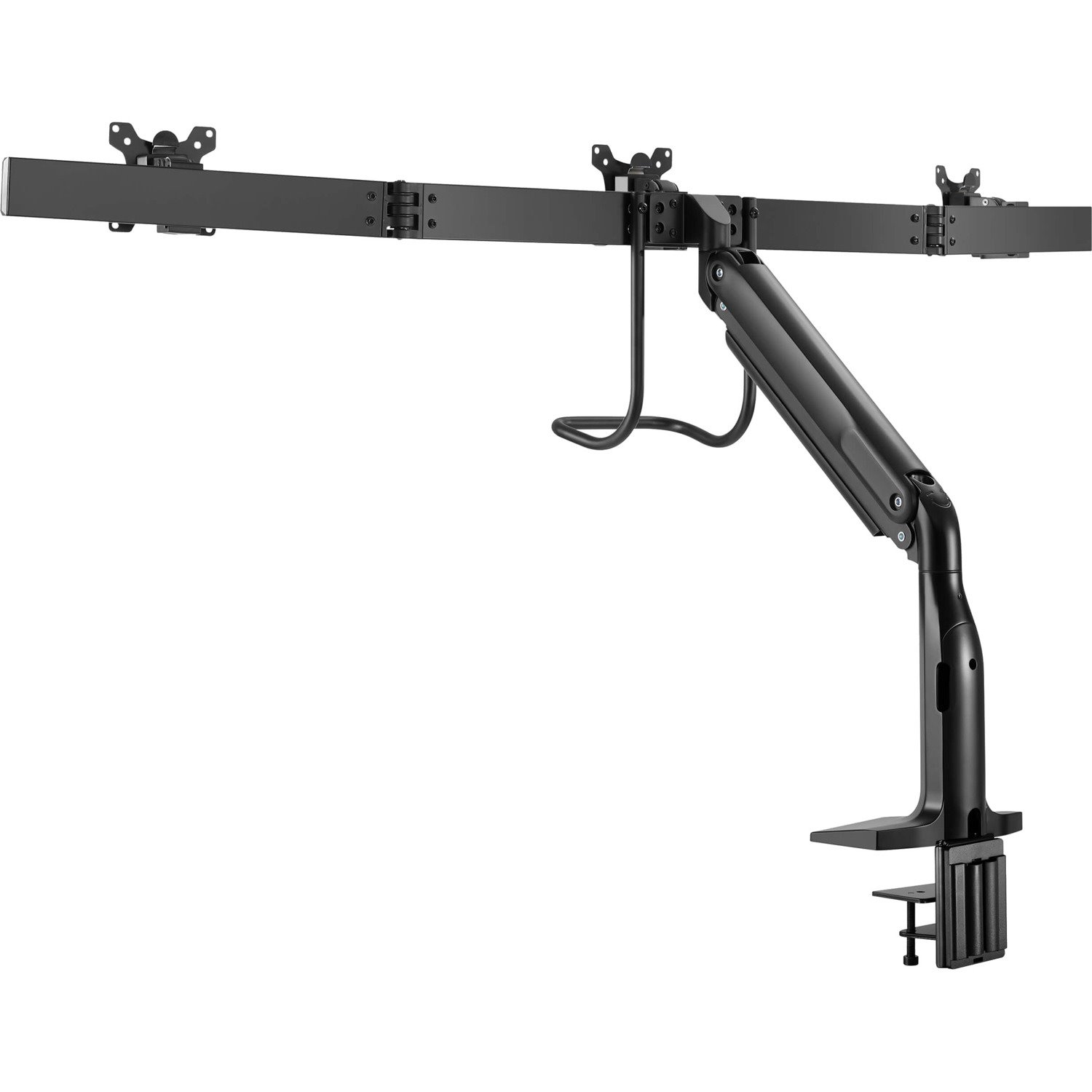 Tripp Lite by Eaton Safe-IT Precision-Placement Triple-Display Desk Clamp/Grommet with premium gas spring arm and Antimicrobial Tape for 17" to 32" Displays