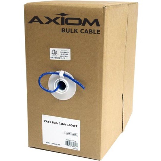 Axiom CAT6 23AWG 4-Pair Solid 550MHz Plenum Bulk Cable Spool 1000FT (Yellow)