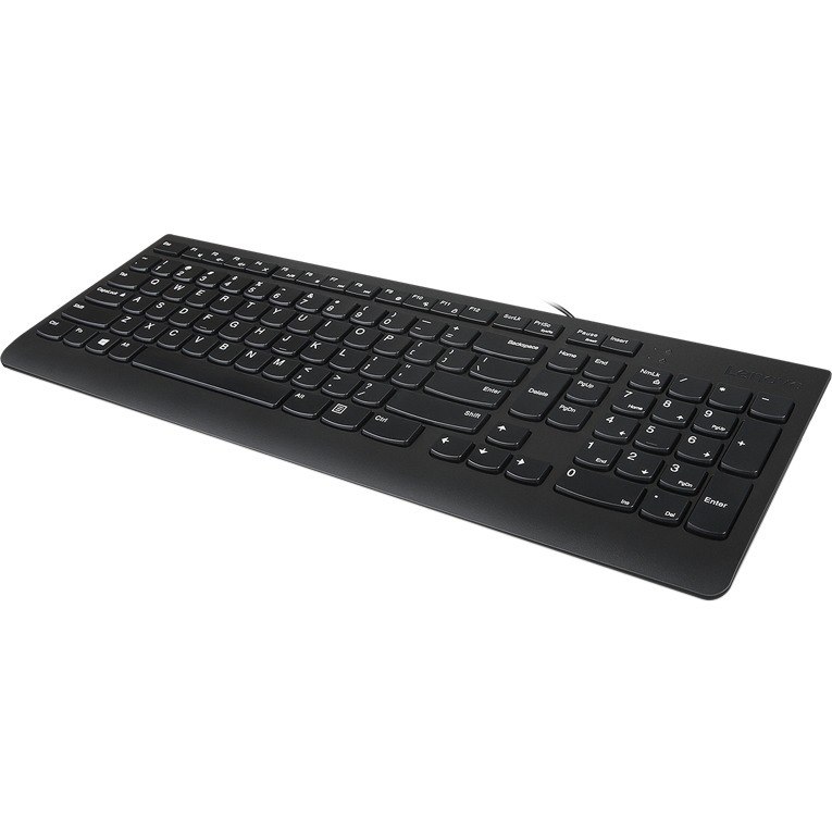 Lenovo 300 Keyboard - Cable Connectivity - USB Interface - English (UK) - QWERTY Layout - Black