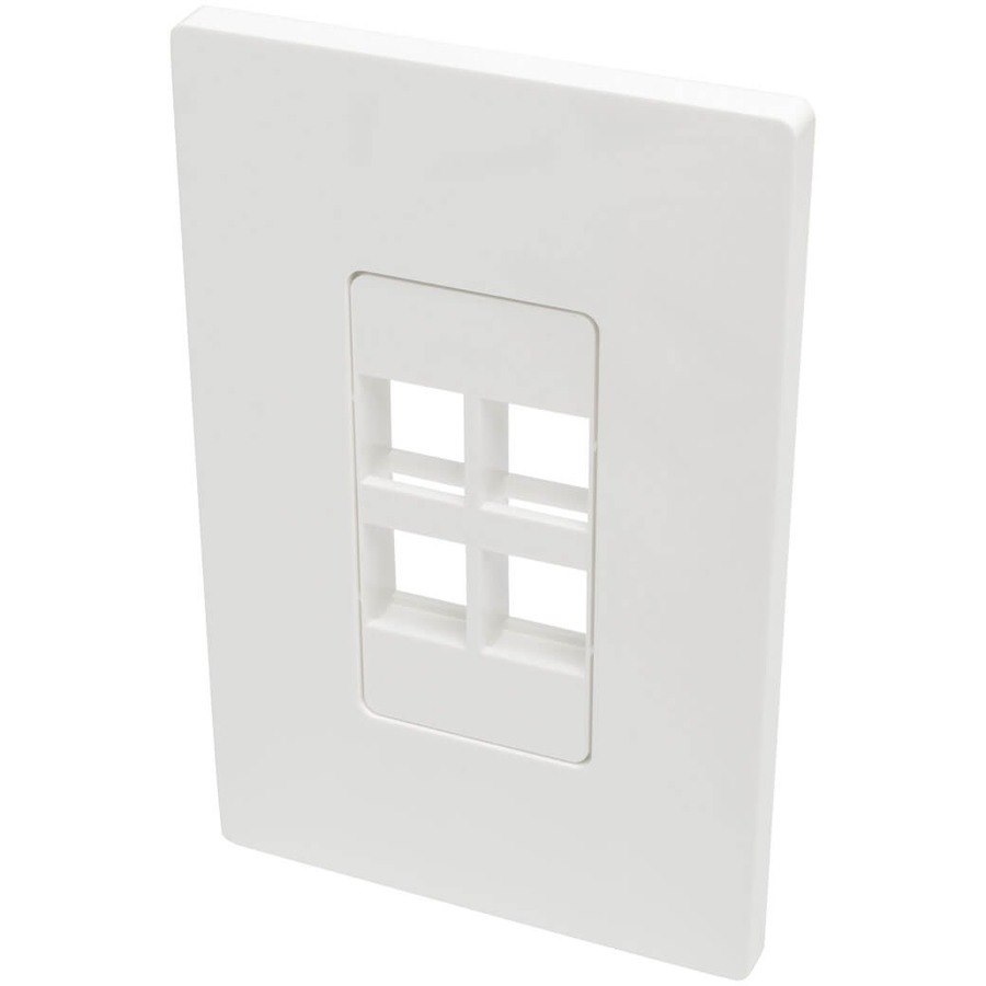 Tripp Lite by Eaton 4-Port Keystone Single-Gang Faceplate, White, TAA