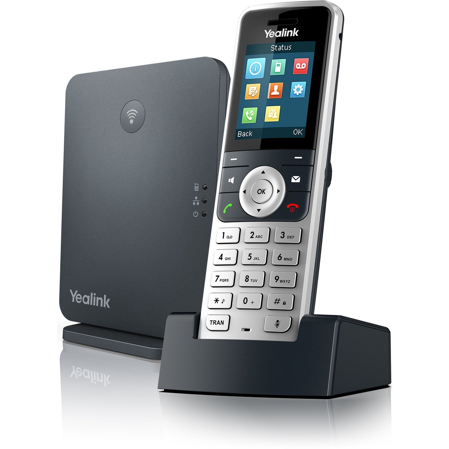 Yealink W53P IP Phone - Cordless - Corded - DECT - Wall Mountable, Desktop - Alabaster Silver, Classic Gray