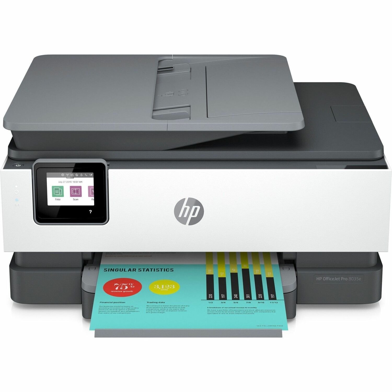 HP Officejet Pro 8035e Wired & Wireless Inkjet Multifunction Printer - Refurbished - Color - Light Basalt