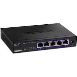 TRENDnet 5-Port Unmanaged 2.5G Switch, 5 x 2.5GBASE-T Ports, TEG-S350, 25Gbps Switching Capacity, Fanless, Wall Mountable, Black