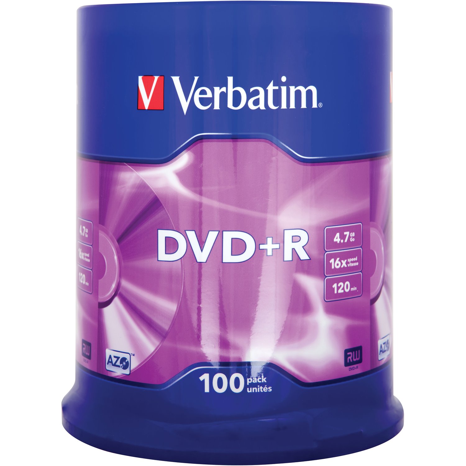 Verbatim 43551 DVD Recordable Media - DVD+R - 16x - 4.70 GB - 100 Pack Spindle