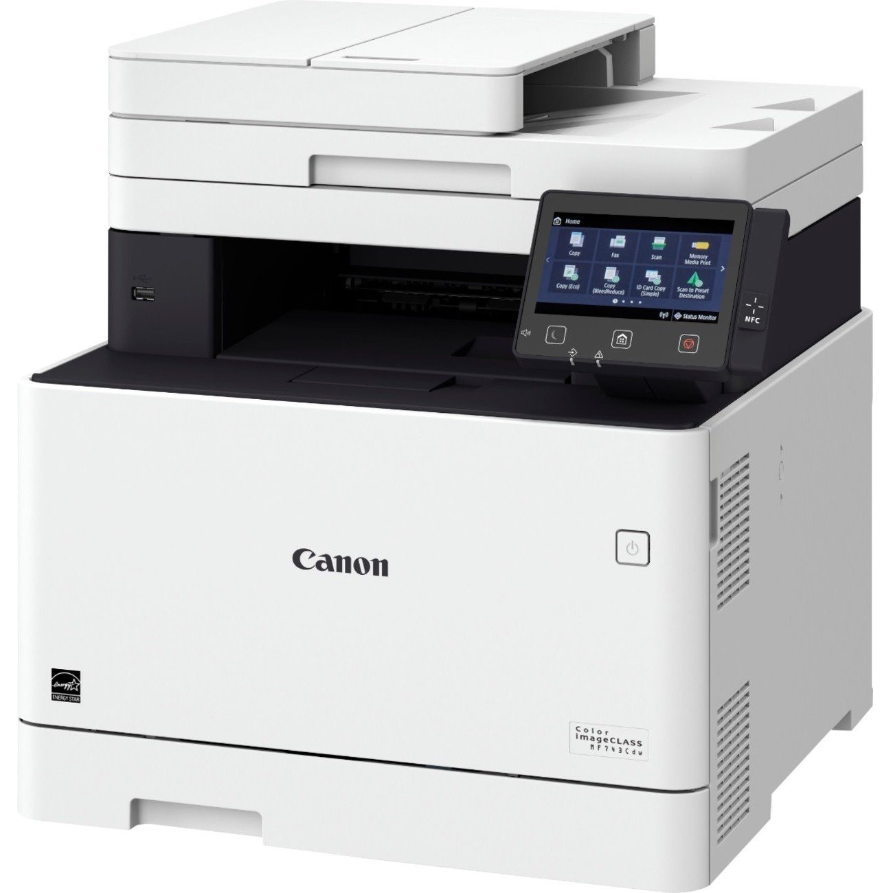 Canon imageCLASS MF740 MF743Cdw Laser Multifunction Printer-Color-Copier/Fax/Scanner-ppm Mono/28 ppm Color Print-600x600 dpi Print-Automatic Duplex Print-300 sheets Input-600 dpi Optical Scan-Color Fax-Wireless LAN-Near Field Communication (NFC)
