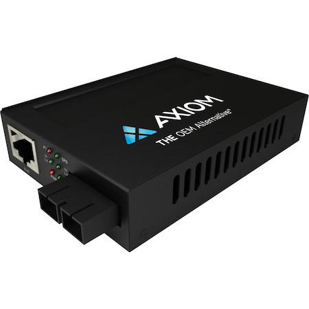 Axiom 100Mbs POE RJ45 to 100BASE-LX Fiber Media Converter - SMF, SC, 10km,1310nm