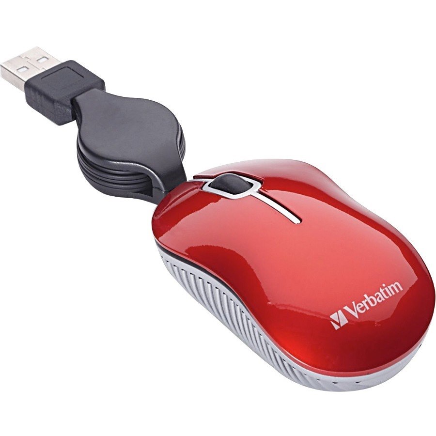 Verbatim Mini Travel Optical Mouse, Commuter Series - Red