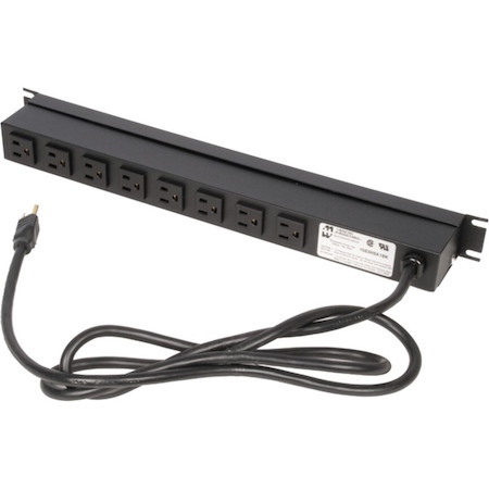 Rack Solutions 15A Horizontal Rackmount Power Strip with 8 Rear Outlets (6ft Cord)