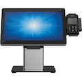 Elo Slim Desk Mount for Touchscreen Monitor, Cradle, Bar Code Reader, Fingerprint Reader, Webcam - Black, Silver