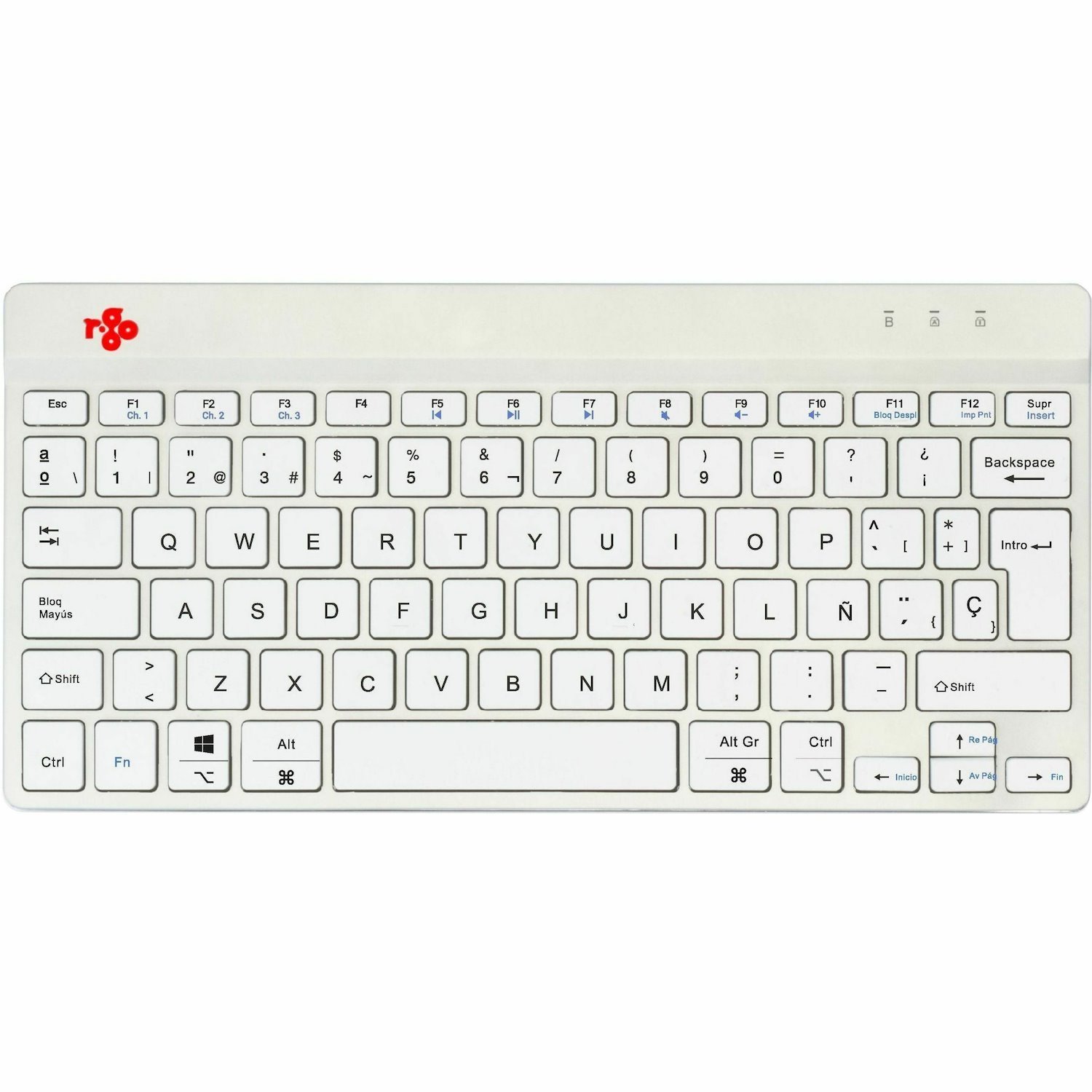 R-Go Compact Break Keyboard - Wireless Connectivity - Spanish - QWERTY Layout - White