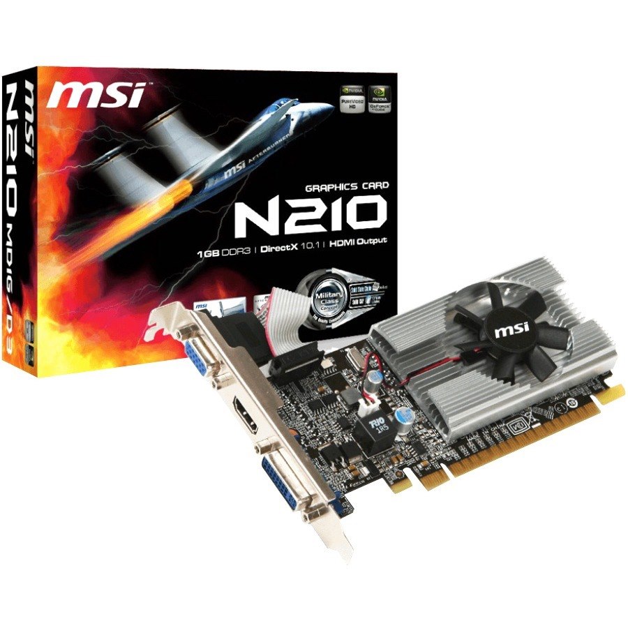 MSI NVIDIA GeForce 210 Graphic Card - 1 GB GDDR3 - Low-profile