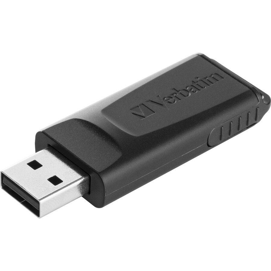Verbatim Slider 128 GB USB 2.0 Type A Flash Drive - Black