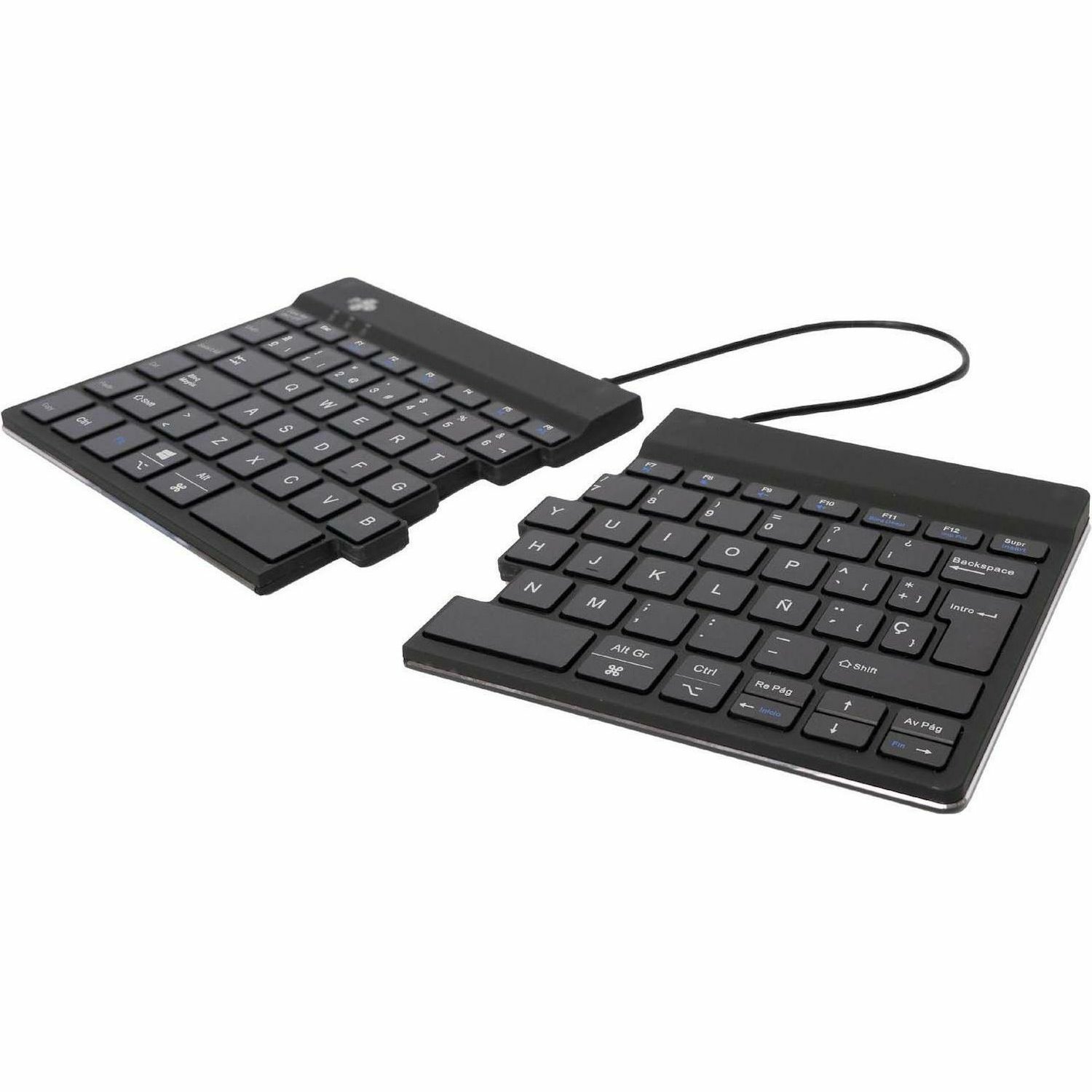 R-Go Split Break Keyboard - Wireless Connectivity - Spanish - QWERTY Layout - Black